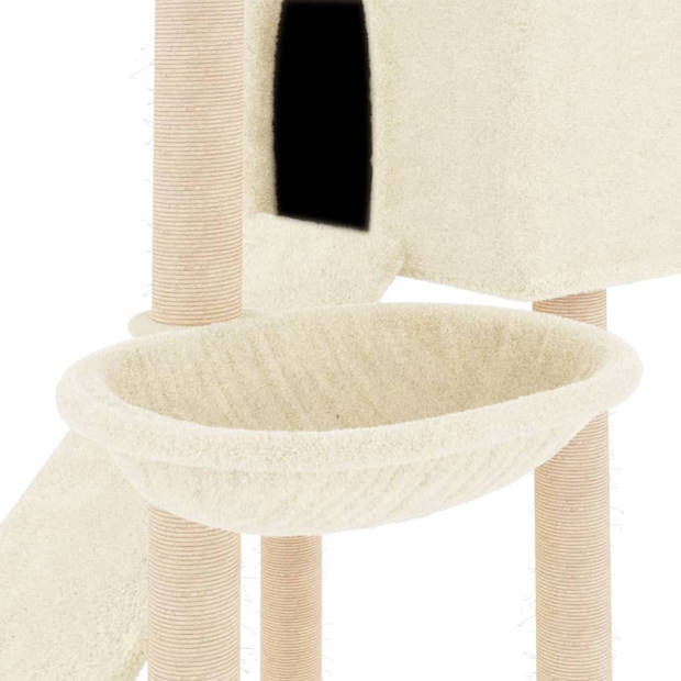 The Living Store Kattenmeubel - All-in-One - Krabpaal - 72x66.5x153cm - Crème