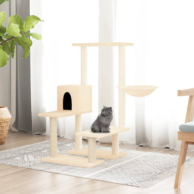 The Living Store Kattenmeubel All-in-One - 47.5 x 60 x 94.5 cm - Donkergrijs Pluche en Sisal