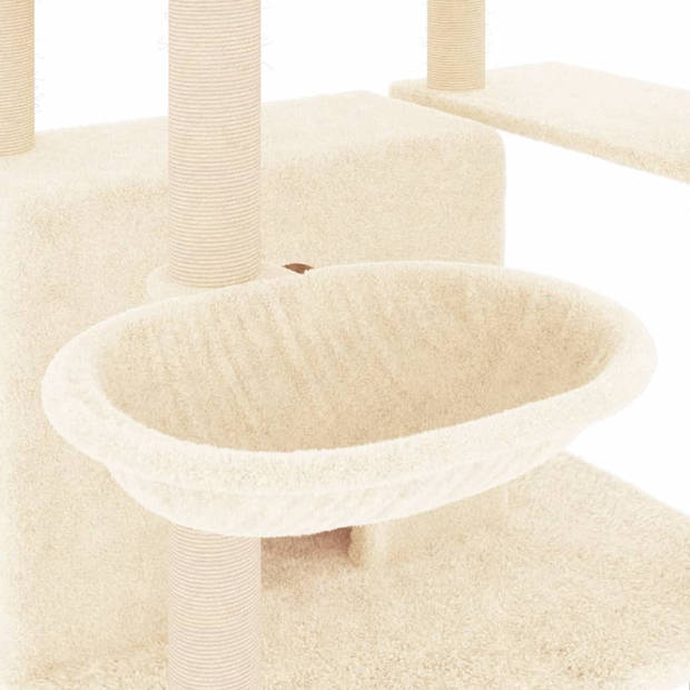 The Living Store Kattenmeubel Alles-in-één - 90x83x166 cm - Sisal Krabpalen - Crème