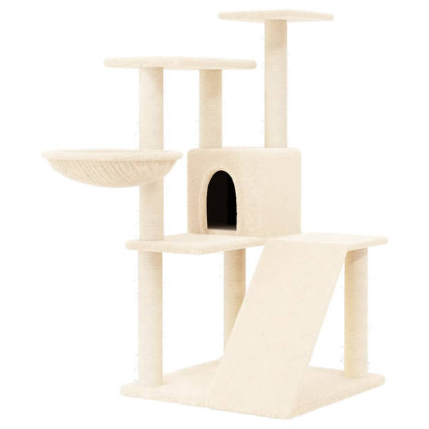 The Living Store Kattenmeubel - Alles-in-één - 60x72x94 cm - Pluche - Sisal - Crème