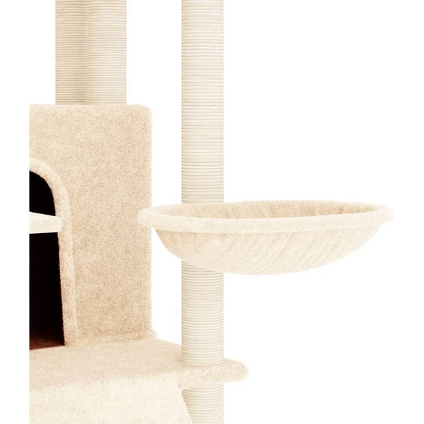 The Living Store Kattenmeubel - Alles-in-één - 63 x 80 x 154 cm - Lichtgrijs - Hout - pluche - sisal