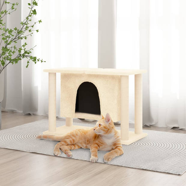 vidaXL Kattenmeubel met sisal krabpalen 50 cm crèmekleurig