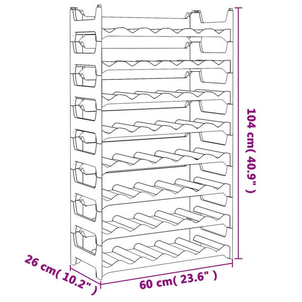 The Living Store Wijnrek - 60x26x104 cm - Polypropeen (PP)