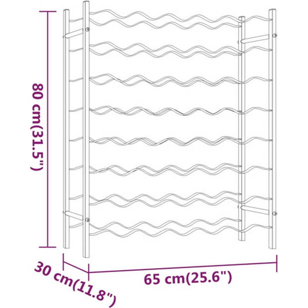 The Living Store Wijnrek Goud Metaal 65x22x80 cm - 48 flessen