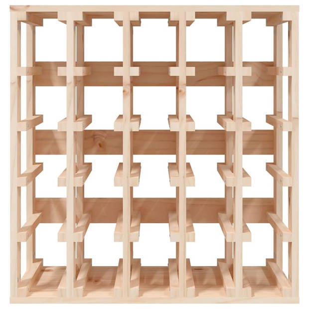 The Living Store Wijnrek - Massief grenenhout - 58.5 x 33 x 60.5 cm - Opbergcapaciteit voor 25 flessen wijn