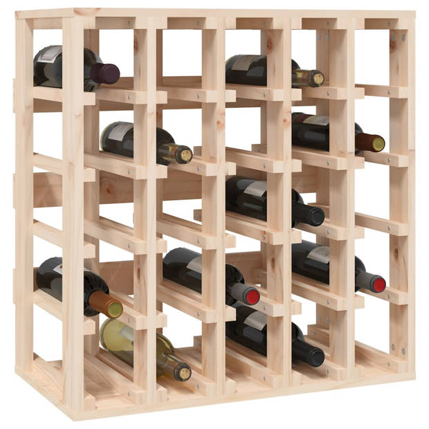 The Living Store Wijnrek - Massief grenenhout - 58.5 x 33 x 60.5 cm - Opbergcapaciteit voor 25 flessen wijn