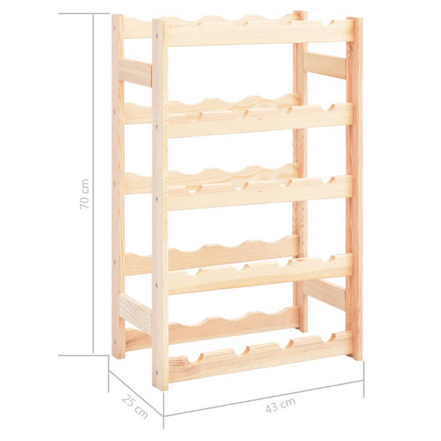 The Living Store Houten Wijnrek - 43 x 25 x 70 cm - Geschikt voor 20 flessen