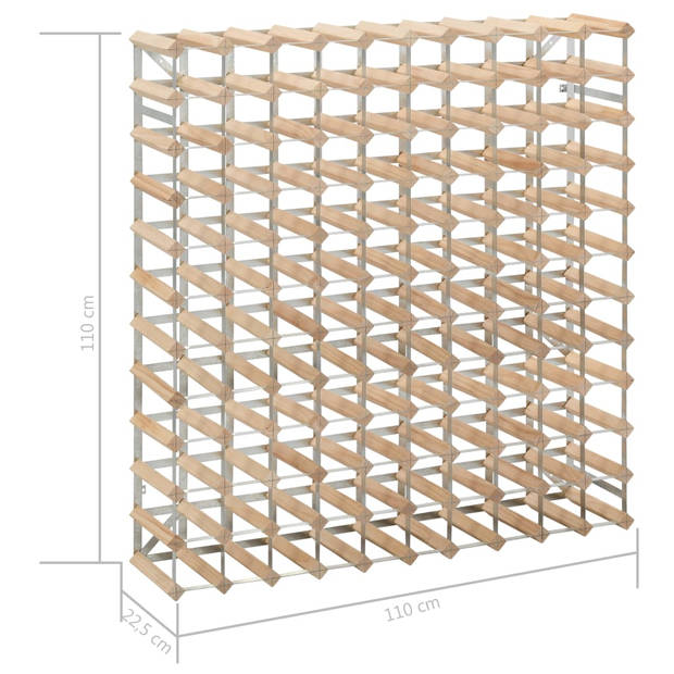 The Living Store Wijnrek - Hout - 110 x 22.5 x 110 cm - Geschikt voor 120 flessen