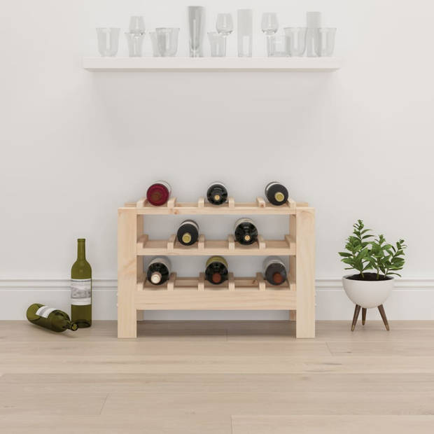The Living Store Wijnrek - Massief grenenhout - 61.5 x 30 x 42 cm - Opbergruimte voor 15 flessen