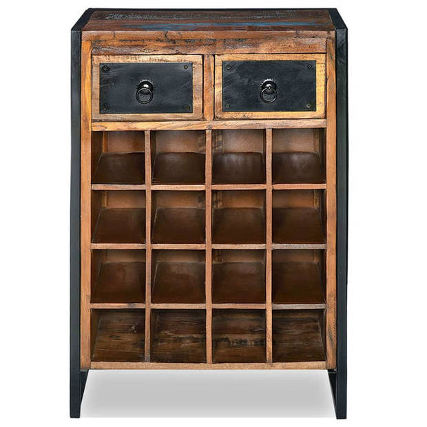 The Living Store Wijnrek Industrieel - Hout - 54 x 35 x 80 cm - 16 flessen