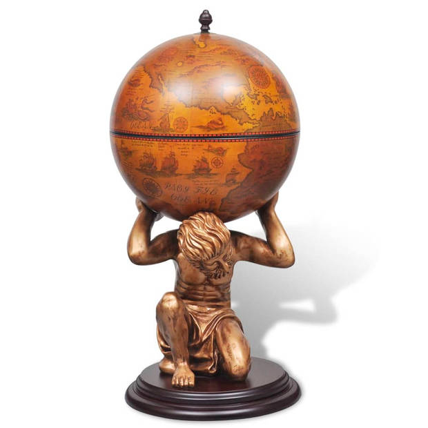 The Living Store Globebar - Atlas - Wijnkast - 42x42x85cm - Decoratieve Wijn en drankopslag