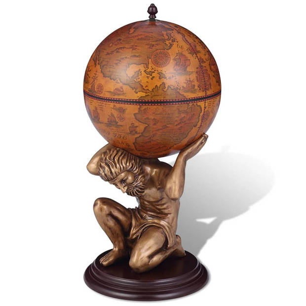 The Living Store Globebar - Atlas - Wijnkast - 42x42x85cm - Decoratieve Wijn en drankopslag