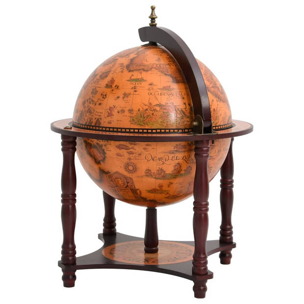 The Living Store Globebar Houten Wereldkaart - 42 x 42 x 57 cm - Massief Eucalyptushout