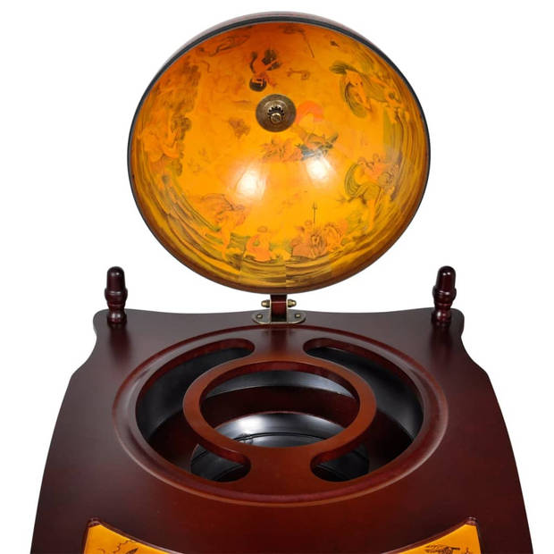 The Living Store Globebar Renaissance - hout - verrijdbaar - 77x45x88cm - replicas Renaissance-schilderijen