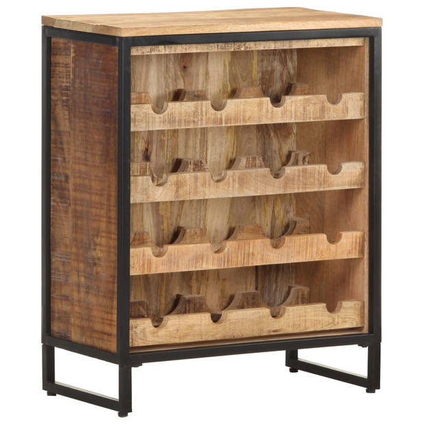 The Living Store Drankkast Ruw Mangohout - 62 x 33 x 78.5 cm - Massief mangohout - Gepoedercoat ijzer