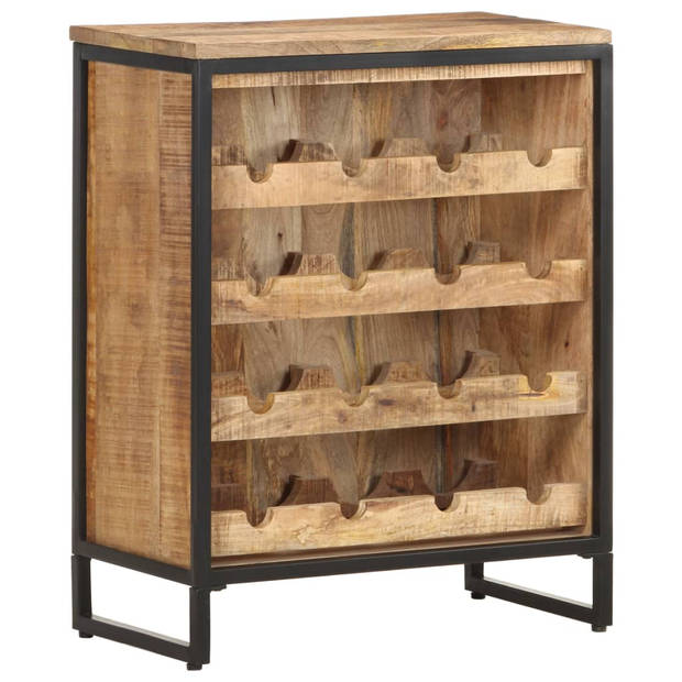 The Living Store Drankkast Ruw Mangohout - 62 x 33 x 78.5 cm - Massief mangohout - Gepoedercoat ijzer