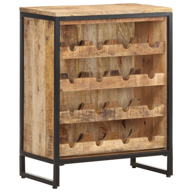 The Living Store Drankkast Ruw Mangohout - 62 x 33 x 78.5 cm - Massief mangohout - Gepoedercoat ijzer