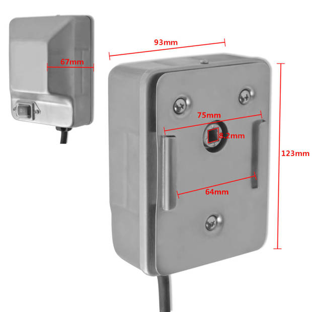 The Living Store Draaimotoren - Netvoeding - 93 x 67 x 123 mm - Roestvrij staal