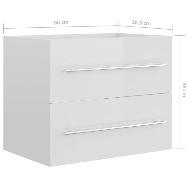 The Living Store Gootsteenkast - 60x38.5x48 cm - Hoogglans wit spaanplaat