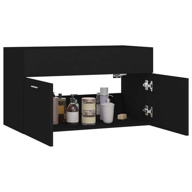 The Living Store Gootsteenkast - Zwart - 80 x 38.5 x 46 cm - Spaanplaat