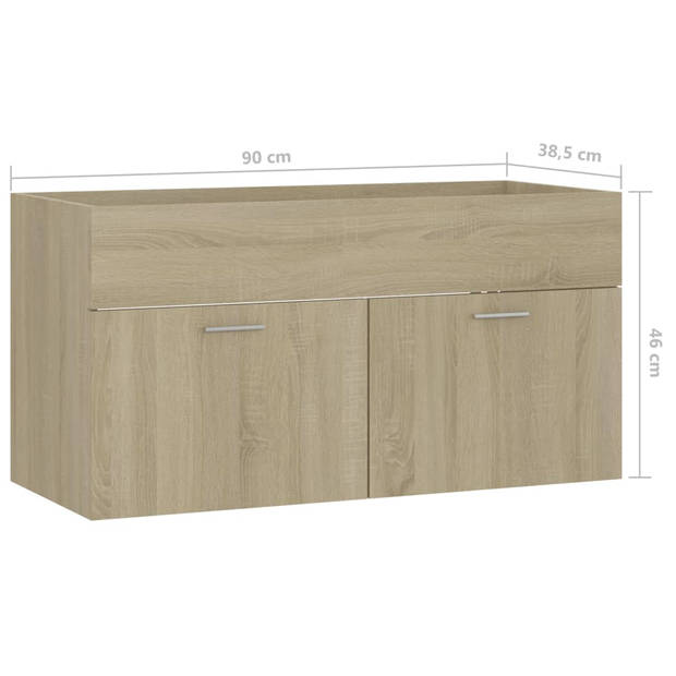 vidaXL Wastafelkast 90x38,5x46 cm bewerkt hout sonoma eikenkleurig