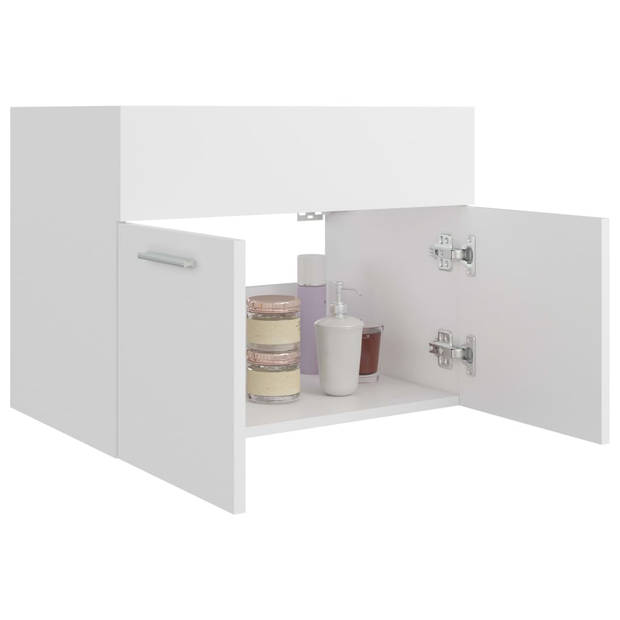 The Living Store Gootsteenkast - Wit - Spaanplaat - 60 x 38.5 x 46 cm - Met 1 vak en 2 deuren