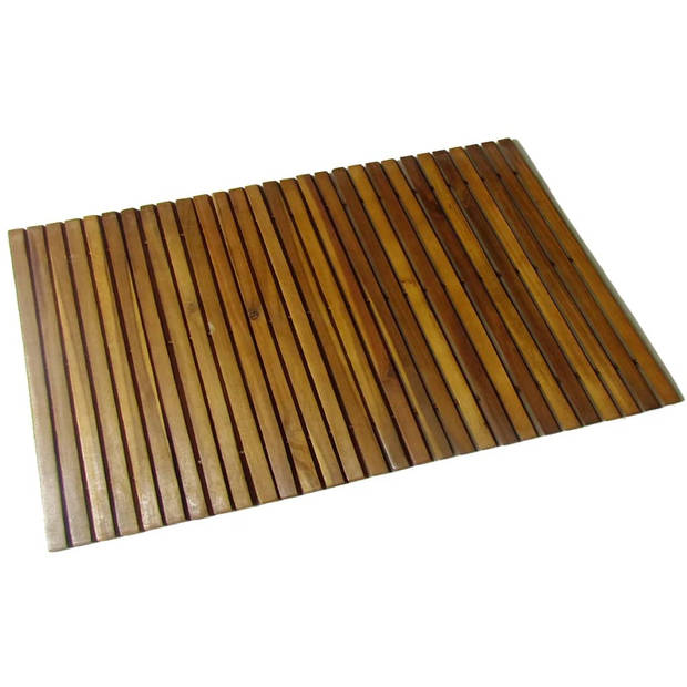 The Living Store Houten badmat Badkameraccessoires - 80 x 50 cm - Anti-slip