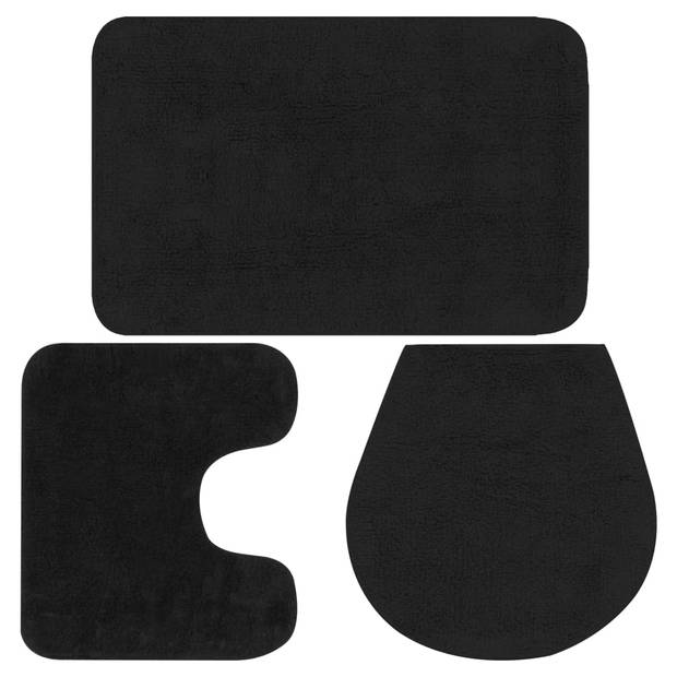 The Living Store Badmat en Toiletmat Set - Antraciet - 50 x 78 cm / 50 x 50 cm - Anti-slip - 100% katoen