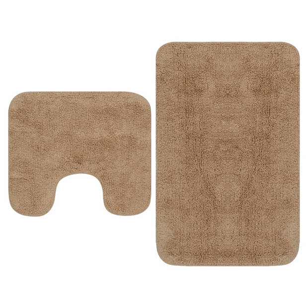 The Living Store Badmattenset - 100% Katoen - 63x93 cm - Anti-slip - Beige