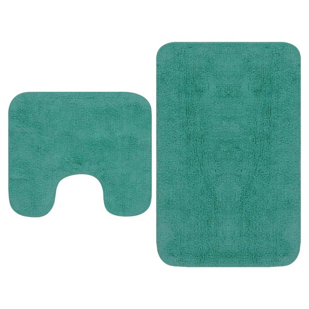 The Living Store Badmattenset - 100% Katoen - Turquoise - 63x93cm - 44x52cm - Anti-slip