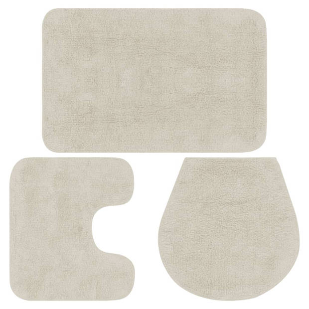 The Living Store Badmattenset - Badmat - Toiletmat - Hoes - 100% Katoen - Wit - 50x78cm (BxL) - Anti-slip