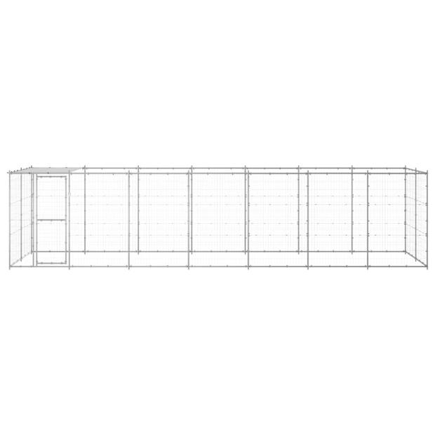 The Living Store Hondenkennel - Gegalvaniseerd Staal en PE - 770 x 220 x 180 cm - Zilver