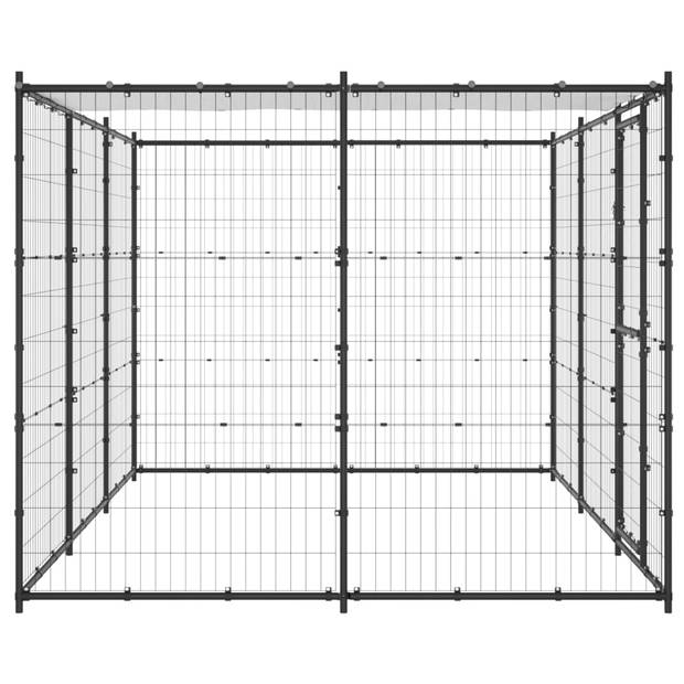 The Living Store Hondenkennel - Gepoedercoat staal - 330 x 220 x 180 cm - Met dak en deur