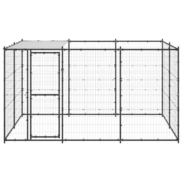 The Living Store Hondenkennel - Gepoedercoat staal - 330 x 220 x 180 cm - Met dak en deur