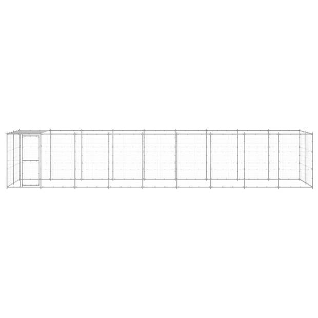 The Living Store Hondenkennel - Gegalvaniseerd staal - 990 x 220 x 180 cm - Met dak en deur