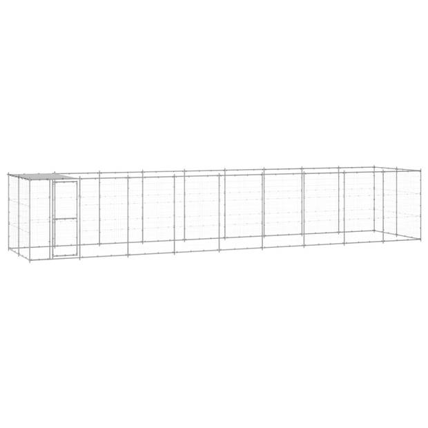 The Living Store Hondenkennel - Gegalvaniseerd staal - 990 x 220 x 180 cm - Met dak en deur