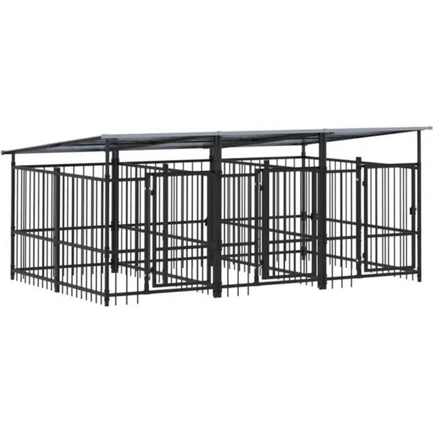 The Living Store Hondenhok XL - Hondenkennel - 297x198x128 cm - Zwart