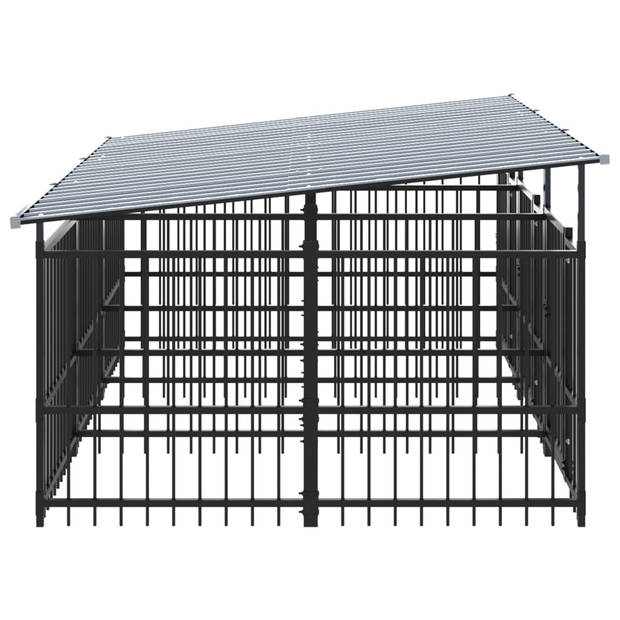 The Living Store Hondenhok XL - Hondenkennel - 297x198x128 cm - Zwart