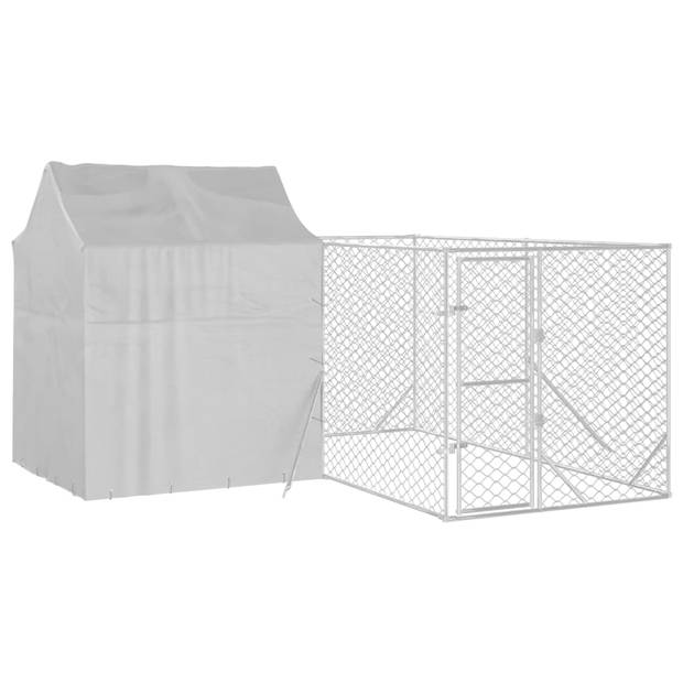 The Living Store Hondenkennel - Buiten - Gegalvaniseerd staal - Beschermend dak - 4 x 4 x 2.5 m