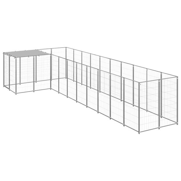 The Living Store Hondenkennel - Grote stalen constructie - Waterbestendig dak - 220 x 550 x 110 cm