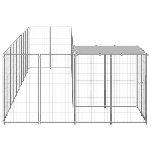 vidaXL Hondenkennel 7,26 m² staal zilverkleurig