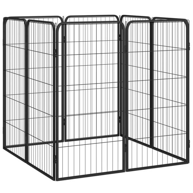 vidaXL Hondenkennel 8 panelen 50x100 cm gepoedercoat staal zwart