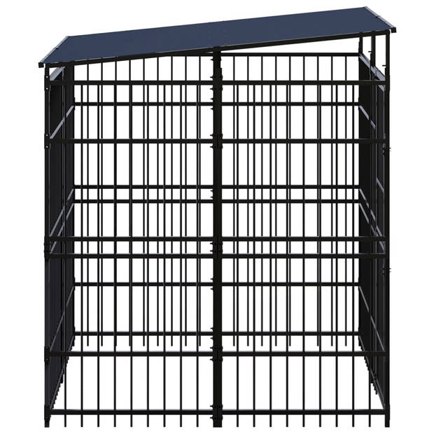 The Living Store Hondenkennel - Gepoedercoat staal - 199 x 200 x 228 cm - Zwart