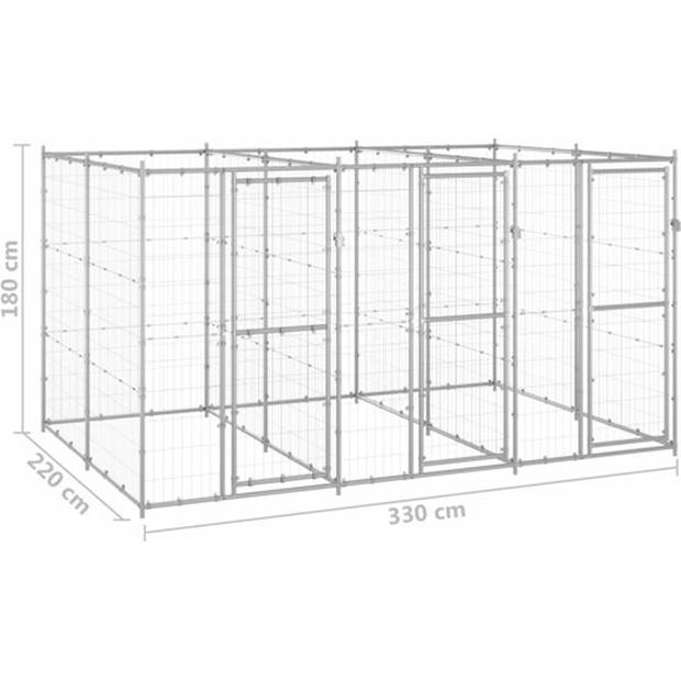 The Living Store Hondenkennel - 330 x 220 x 180 cm - Gegalvaniseerd Staal