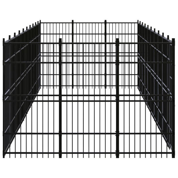 The Living Store Hondenkennel - Gepoedercoat Staal - 960 x 288 x 200 cm - Zwart