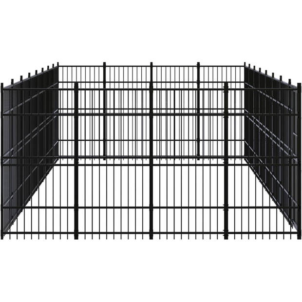 The Living Store Hondenkennel - Gepoedercoat staal - 768 x 384 x 200 cm - Zwarte kleur