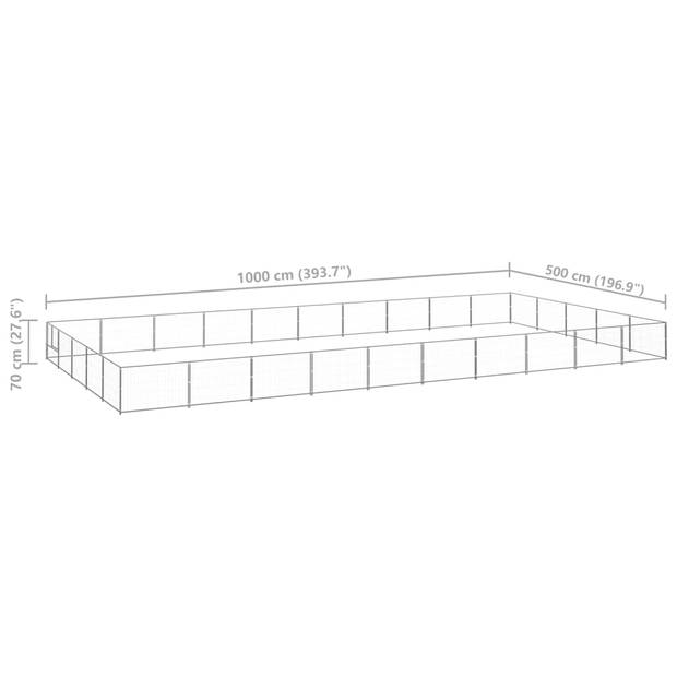 vidaXL Hondenkennel 50 m² staal zilverkleurig