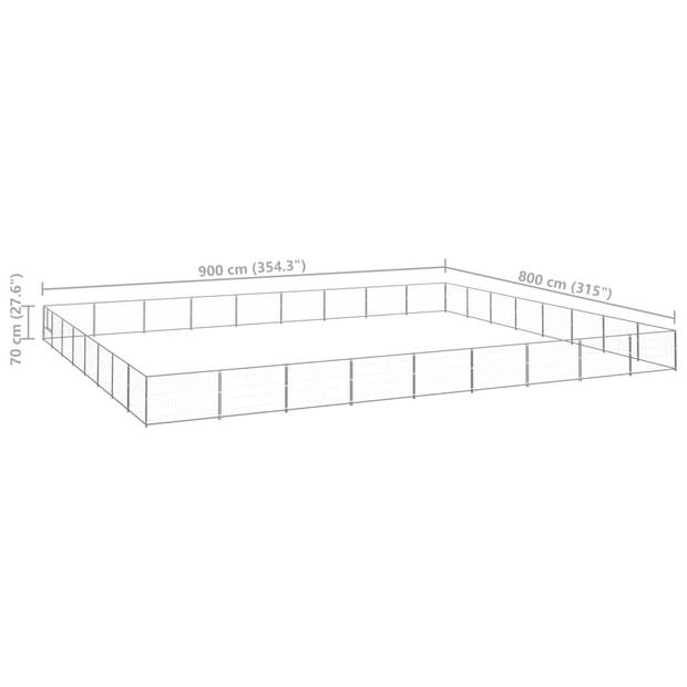 The Living Store Hondenkennel - Grote Stalen Buitenren - 900x800x70 cm - Zilver