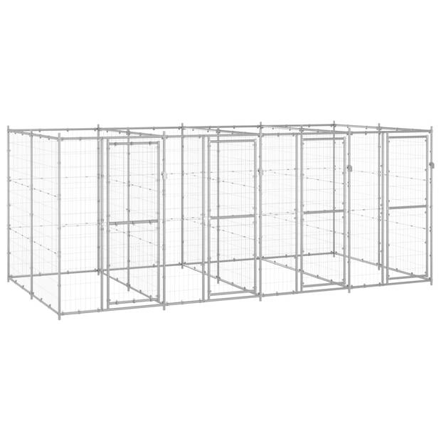 The Living Store Hondenkennel - Gegalvaniseerd Staal - 440 x 220 x 180 cm - Afsluitbaar