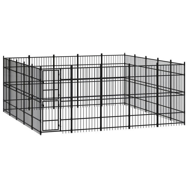 The Living Store Hondenkennel - Gepoedercoat staal - 480 x 480 x 200 cm - Zwarte kleur
